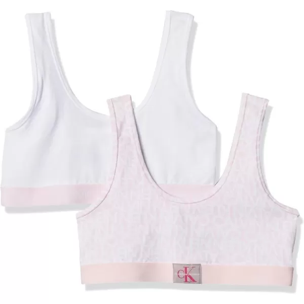 Calvin Klein Girls Modern Cotton Bralette Bra 2Pack2 Pack WhiteLight Pink