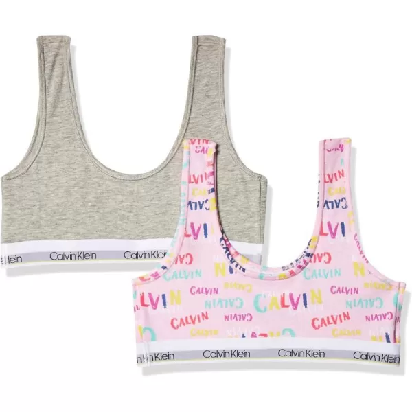 Calvin Klein Girls Modern Cotton Bralette Bra 2Pack2 PackgreyPink Multicolor