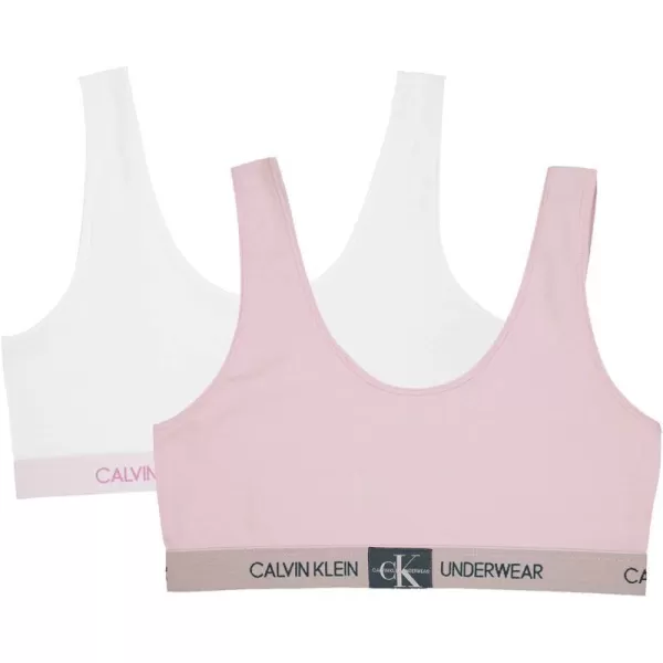 Calvin Klein Girls Modern Cotton Bralette Bra 2Pack2 PackwhiteLight Pink