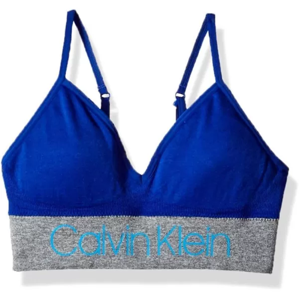 Calvin Klein Girls Seamless Long Line Wirefree Comfort Bralette BraLong Line  Ck Stripe Blue