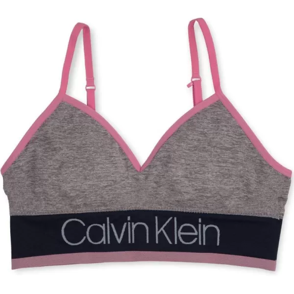 Calvin Klein Girls Seamless Long Line Wirefree Comfort Bralette BraLong Line  Ck Stripe Logo Bora Blue