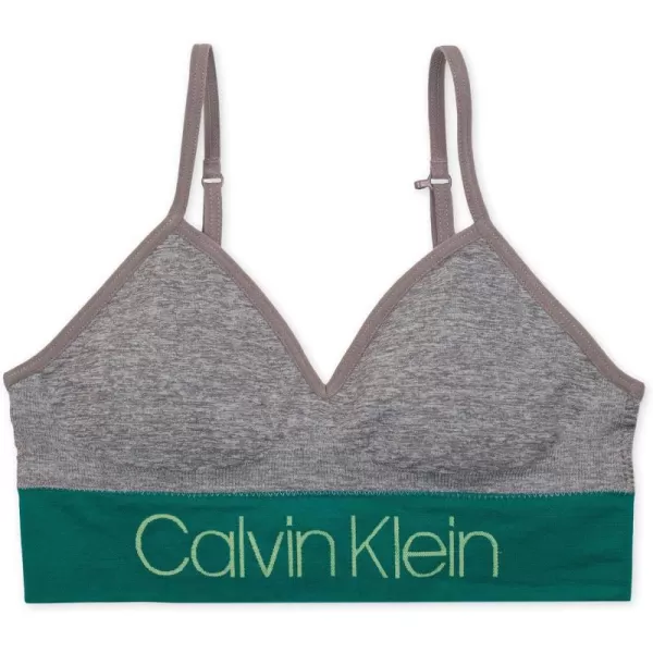 Calvin Klein Girls Seamless Long Line Wirefree Comfort Bralette BraLong Line  Ck Stripe Logo Green