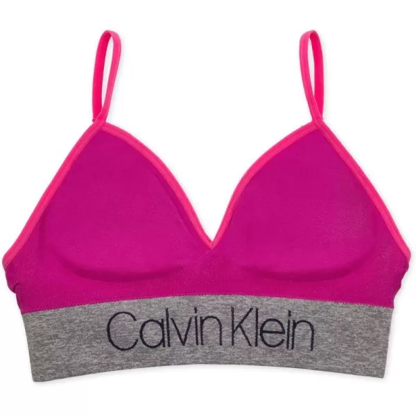 Calvin Klein Girls Seamless Long Line Wirefree Comfort Bralette BraLong Line  Ck Stripe Logo Purple