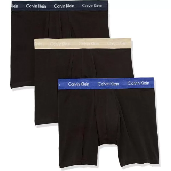 Calvin Klein Mens Cotton Stretch 3Pack Boxer BriefBlack Bodies W Shoreline  Clematis  Travertine Wbs