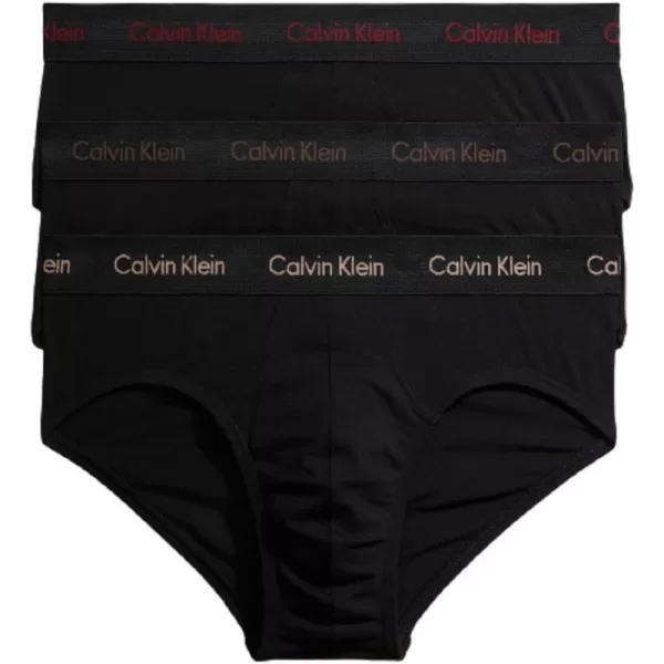 Calvin Klein Mens Cotton Stretch 3Pack Hip BriefBlack Bodies W Olive  Gentle  Red Carpet Logos