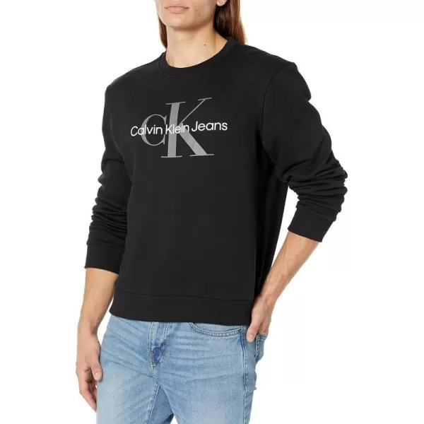 Calvin Klein Mens Monogram Logo Crewneck SweatshirtBlack