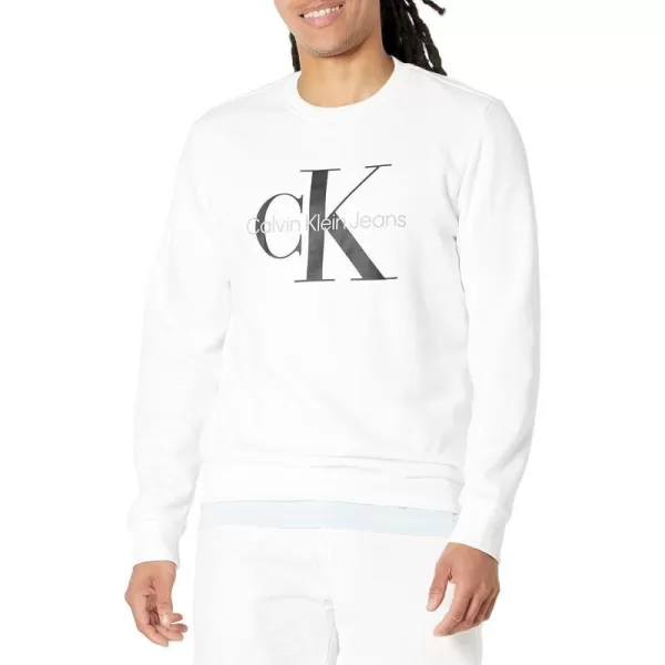 Calvin Klein Mens Monogram Logo Crewneck SweatshirtBrilliant White