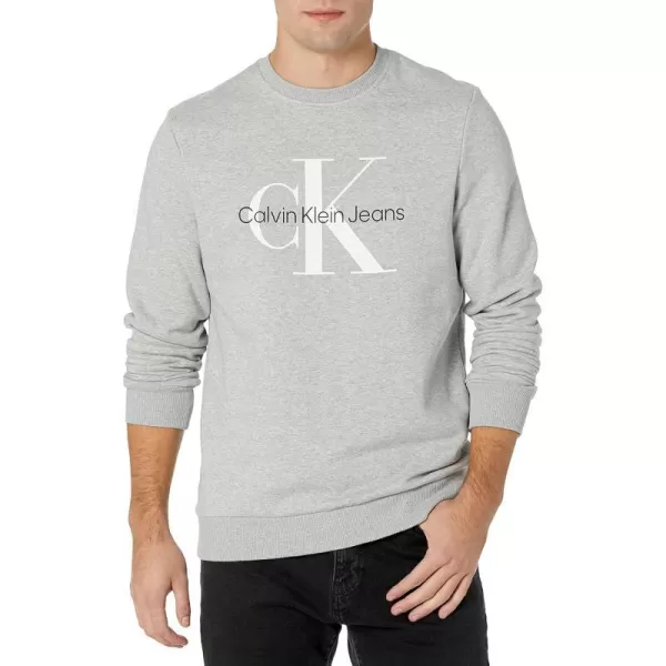 Calvin Klein Mens Monogram Logo Crewneck SweatshirtHeroic Grey Heather