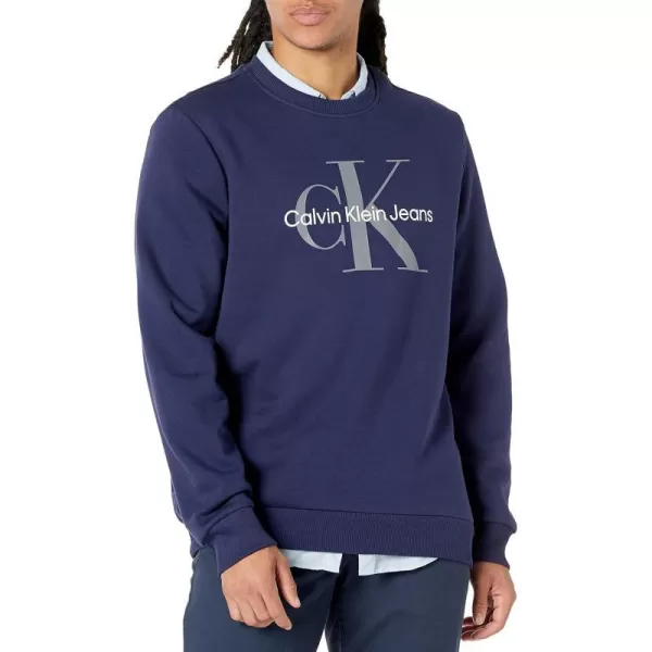 Calvin Klein Mens Monogram Logo Crewneck SweatshirtPeacoat