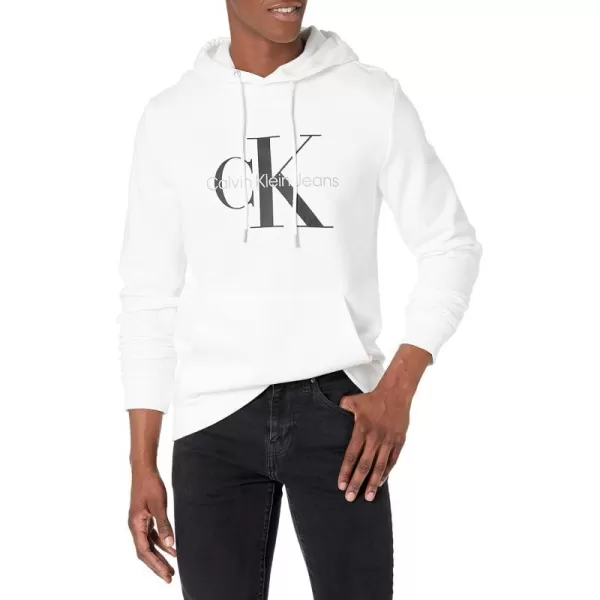 Calvin Klein Mens Monogram Logo HoodieBrilliant White