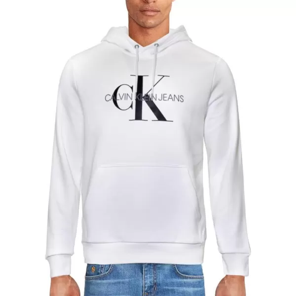 Calvin Klein Mens Monogram Logo HoodieBrilliant White Monogram