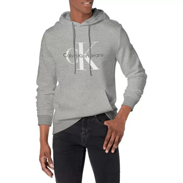 Calvin Klein Mens Monogram Logo HoodieHeroic Grey Heather