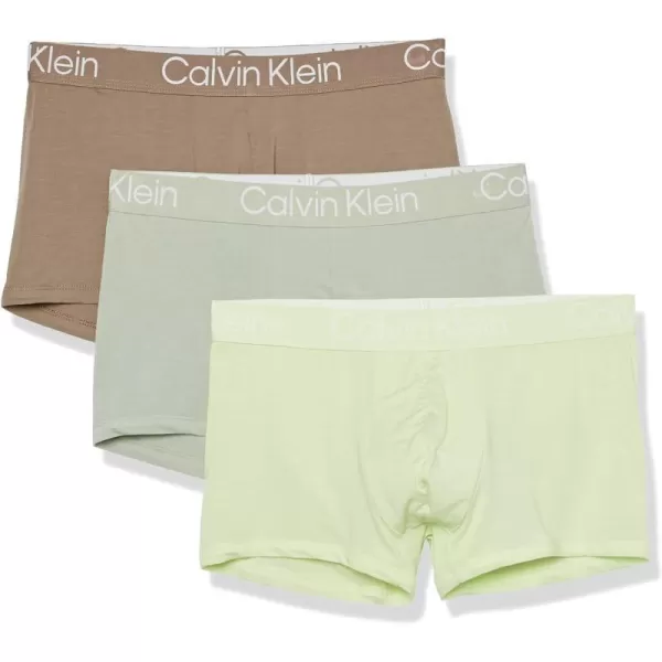 Calvin Klein Mens Ultra Soft Modern Modal TrunkNatural Gray  Spring Onion  Frosted Fern