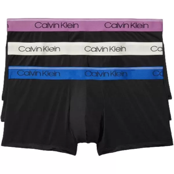 Calvin Klein Mens Underwear Micro Stretch 3 Pack TrunkBlack Bodies W Ameythyst  Silver Birch  Midnight