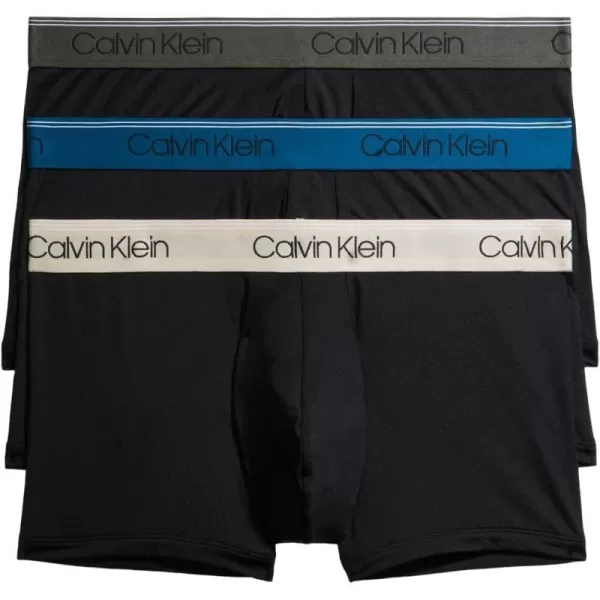 Calvin Klein Mens Underwear Micro Stretch 3 Pack TrunkBlack Bodies W Olive  Tapioca  Legion Blue Wbs