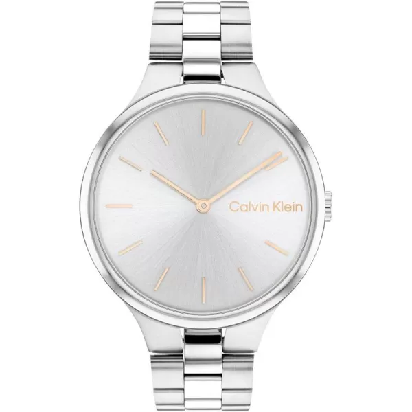 Calvin Klein Unisex Quartz Watch Sleek SimplicitySilver 38