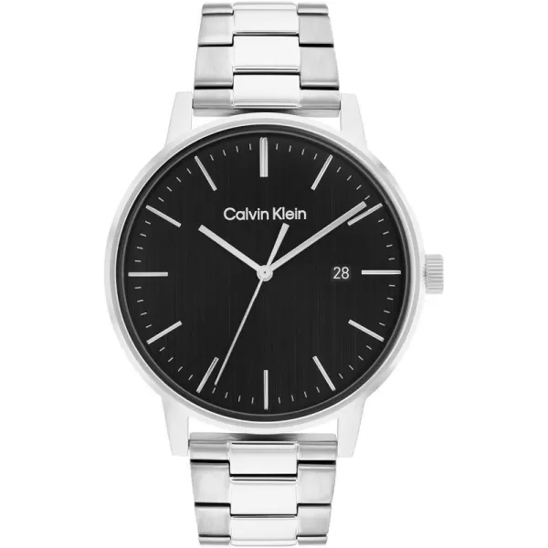 Calvin Klein Unisex Quartz Watch Sleek SimplicitySilverBlack 43