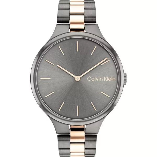 Calvin Klein Unisex Quartz Watch Sleek SimplicityTwo ToneGrey 38