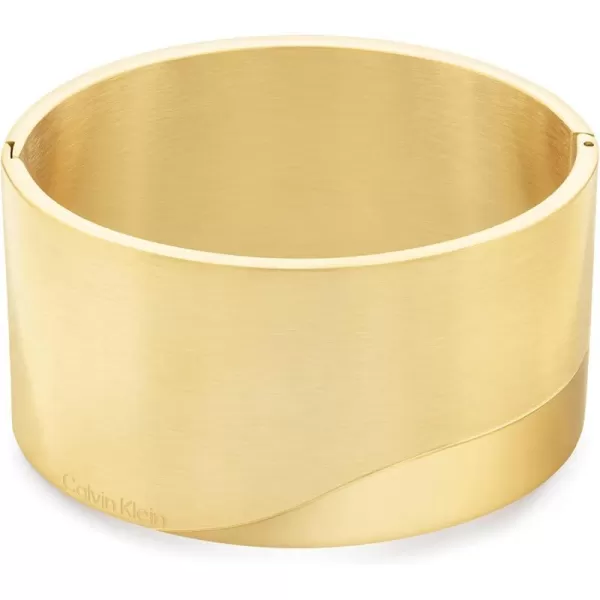 Calvin Klein Womens Bangle Bracelet Elegant Minimalism with Contrasting FinishesGold Plated