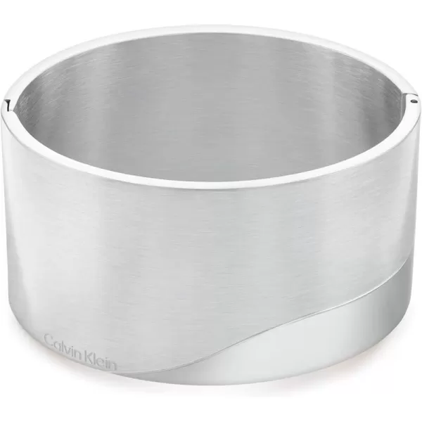 Calvin Klein Womens Bangle Bracelet Elegant Minimalism with Contrasting FinishesSilver