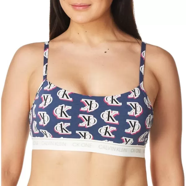 Calvin Klein Womens CK One Cotton Unlined BraletteLogo Step Printseashore Blue