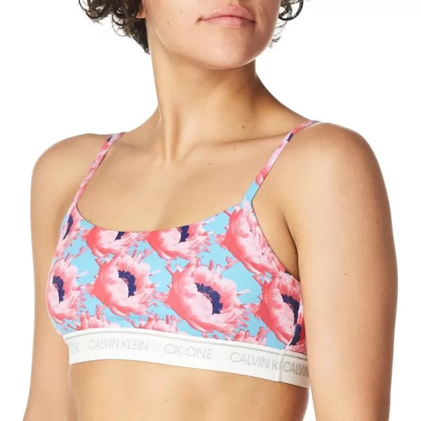 Calvin Klein Womens CK One Cotton Unlined BraletteProsper Floral Printpink Smoothie