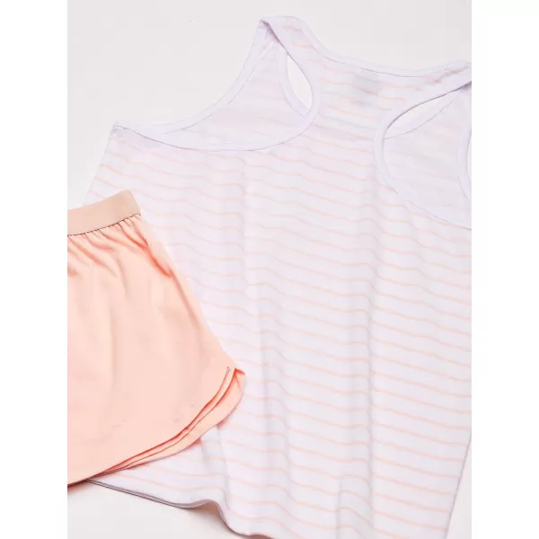 Calvin Klein Girls 2Piece Cute Tank Top and Cozy Bottom Short Pajama SetWhite Pink Stripe