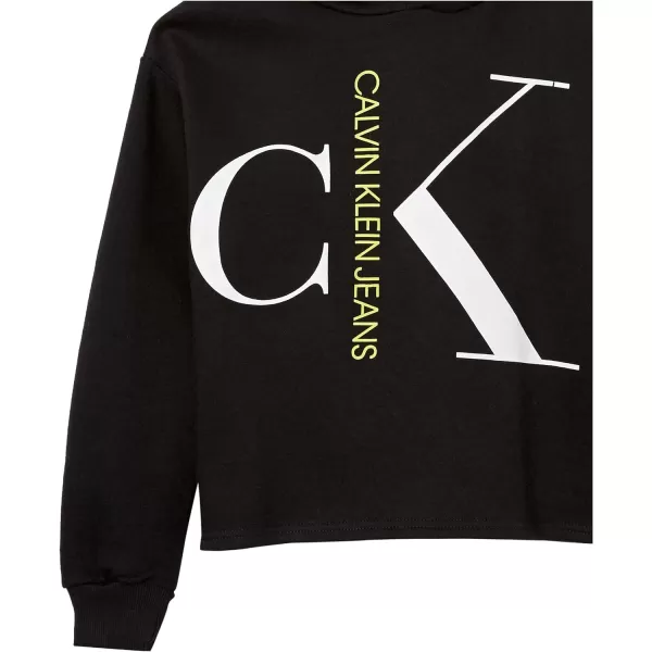 Calvin Klein Girls Logo Sweatshirt Pullover Fleece Hoodie Comfortable amp Straight HemAnthracite Blowup