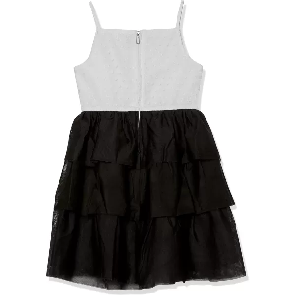 Calvin Klein Girls Sleeveless Party Dress Fit and Flare Silhouette Round Neckline amp Back Zip ClosureBlackBallerina