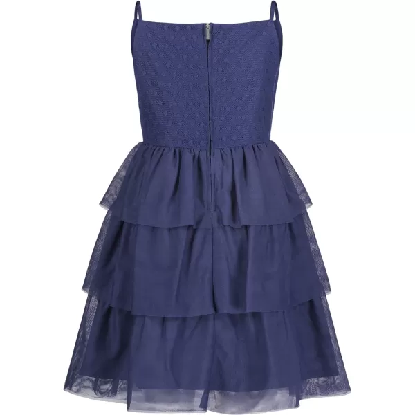 Calvin Klein Girls Sleeveless Party Dress Fit and Flare Silhouette Round Neckline amp Back Zip ClosureBlueBallerina