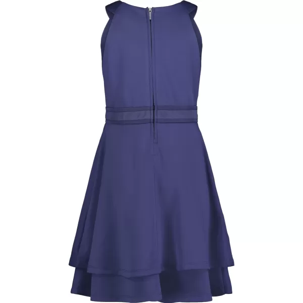 Calvin Klein Girls Sleeveless Party Dress Fit and Flare Silhouette Round Neckline amp Back Zip ClosureBlueScuba