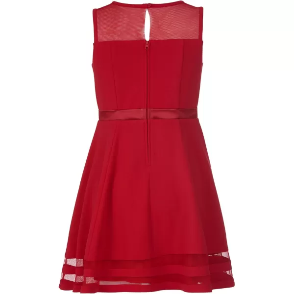 Calvin Klein Girls Sleeveless Party Dress Fit and Flare Silhouette Round Neckline amp Back Zip ClosureCherry