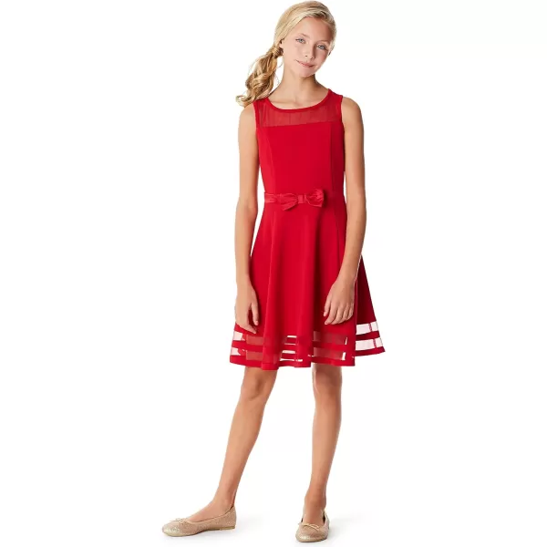 Calvin Klein Girls Sleeveless Party Dress Fit and Flare Silhouette Round Neckline amp Back Zip ClosureCherry