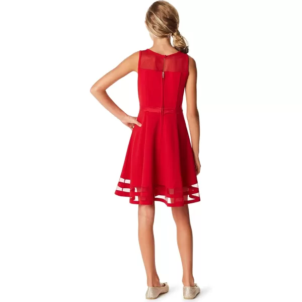 Calvin Klein Girls Sleeveless Party Dress Fit and Flare Silhouette Round Neckline amp Back Zip ClosureCherry