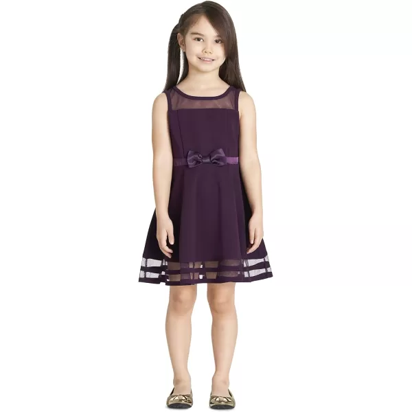 Calvin Klein Girls Sleeveless Party Dress Fit and Flare Silhouette Round Neckline amp Back Zip ClosureDark Purple