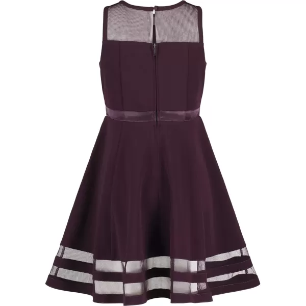 Calvin Klein Girls Sleeveless Party Dress Fit and Flare Silhouette Round Neckline amp Back Zip ClosureDark Purple