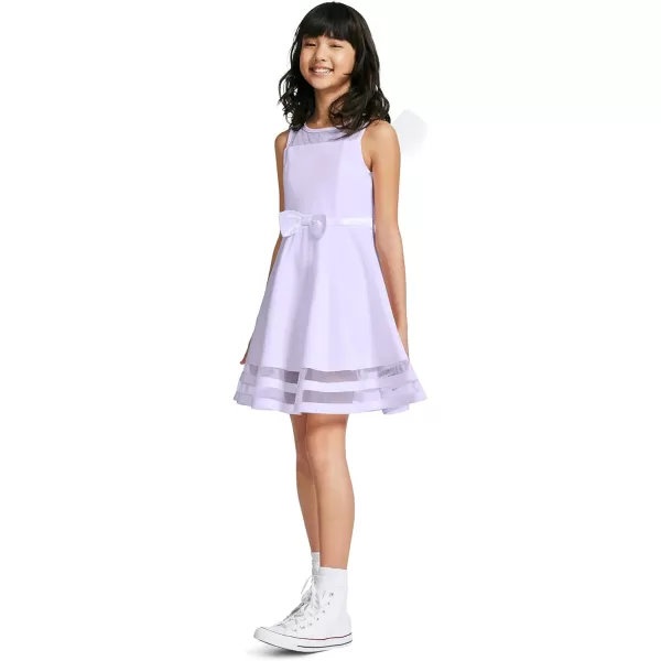 Calvin Klein Girls Sleeveless Party Dress Fit and Flare Silhouette Round Neckline amp Back Zip ClosureLight Purple