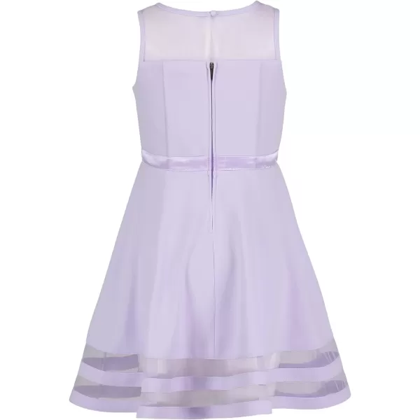 Calvin Klein Girls Sleeveless Party Dress Fit and Flare Silhouette Round Neckline amp Back Zip ClosureLight Purple