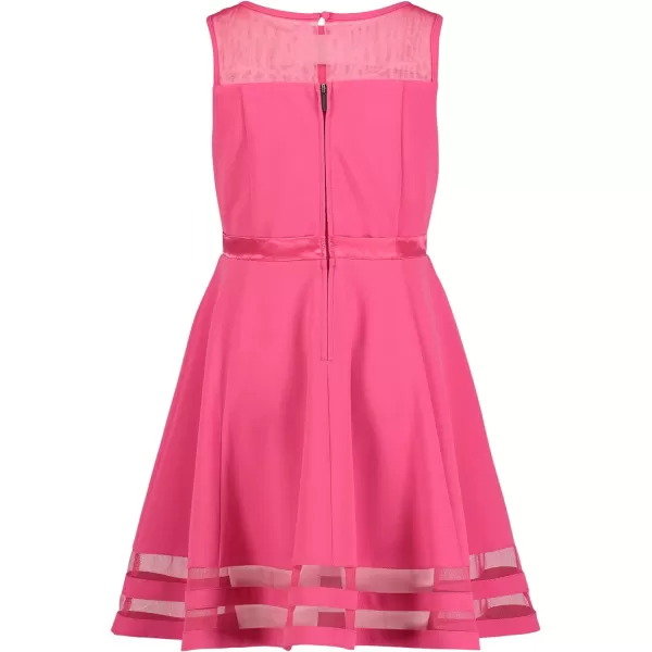 Calvin Klein Girls Sleeveless Party Dress Fit and Flare Silhouette Round Neckline amp Back Zip ClosureMagenta