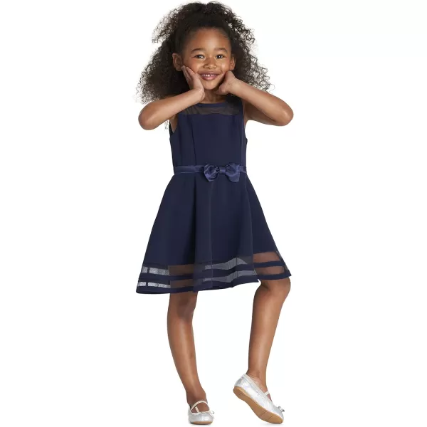 Calvin Klein Girls Sleeveless Party Dress Fit and Flare Silhouette Round Neckline amp Back Zip ClosureNavy