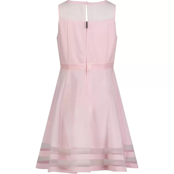 Calvin Klein Girls Sleeveless Party Dress Fit and Flare Silhouette Round Neckline amp Back Zip ClosureSweet Pink
