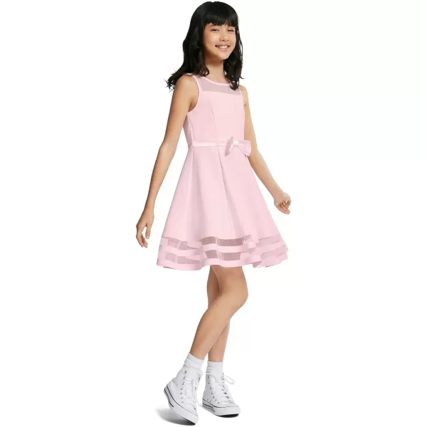 Calvin Klein Girls Sleeveless Party Dress Fit and Flare Silhouette Round Neckline amp Back Zip ClosureSweet Pink