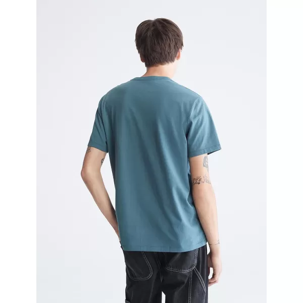 Calvin Klein Mens Monogram Ck Jeans Crewneck TShirtBlue Lake
