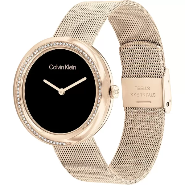 Calvin Klein Womens Quartz Watches Feminine FinesseBlackCarnation Gold