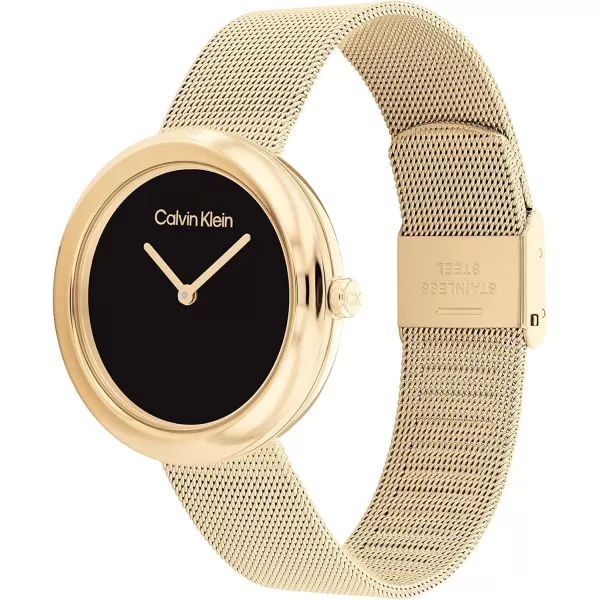 Calvin Klein Womens Quartz Watches Feminine FinesseBlackGold