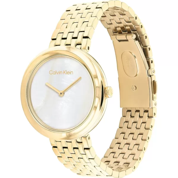 Calvin Klein Womens Quartz Watches Feminine FinesseWhite Mother of PearlGold