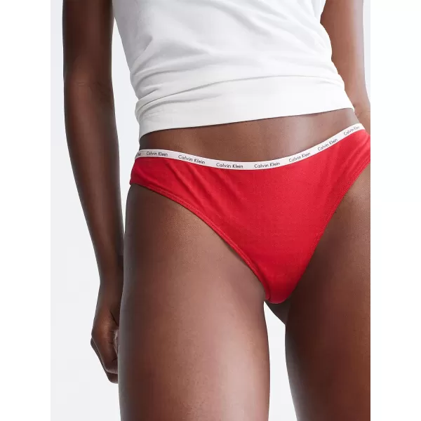 Calvin Klein Womens Signature Cotton Logo Stretch Thong Panties MultipackStar Stamp BlkExactRed CarpetBlkSnow Htr