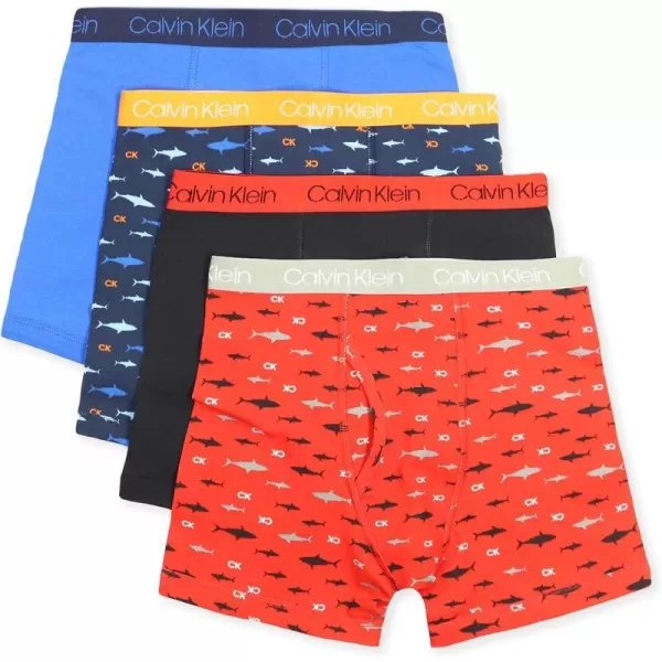 Calvin Klein Boys Underwear 4 Pack Boxer Brief Value PackRed SharksBlack Iris Sharks