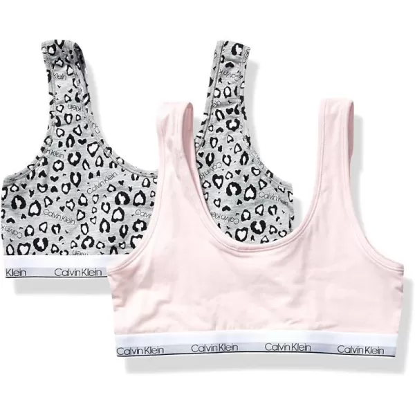 Calvin Klein Girls Little Bralette 2 PackCk Leo Heather Crystal Pink