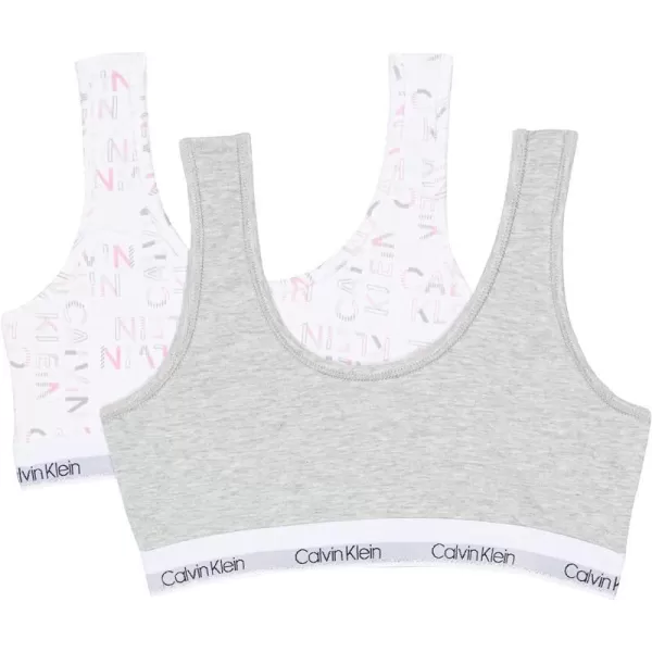 Calvin Klein Girls Little Bralette 2 PackHeather GrayWhite Block Logo